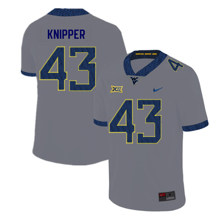 NCAA Men's Jackson Knipper West Virginia Mountaineers Gray #43 Nike Stitched Football College 2019 Authentic Jersey JO23J54KX